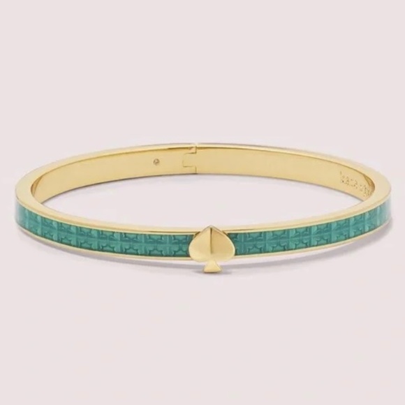 kate spade Jewelry - NWT Kate Spade Heritage Spade Green/Gold Tone Enamel Bangle Bracelet Hinged